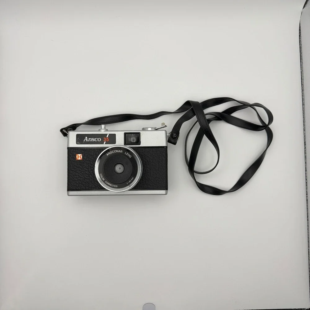 Ansco 35 Film Camera Unisex OS Silver‎ Good Vintage 45mm Lens Case Manual